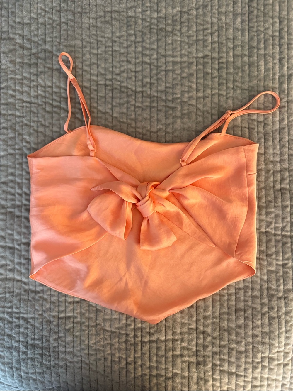 Aritzia Sunday Best Satin Scarf Wrap Top in Apricot - Picture 2 of 5